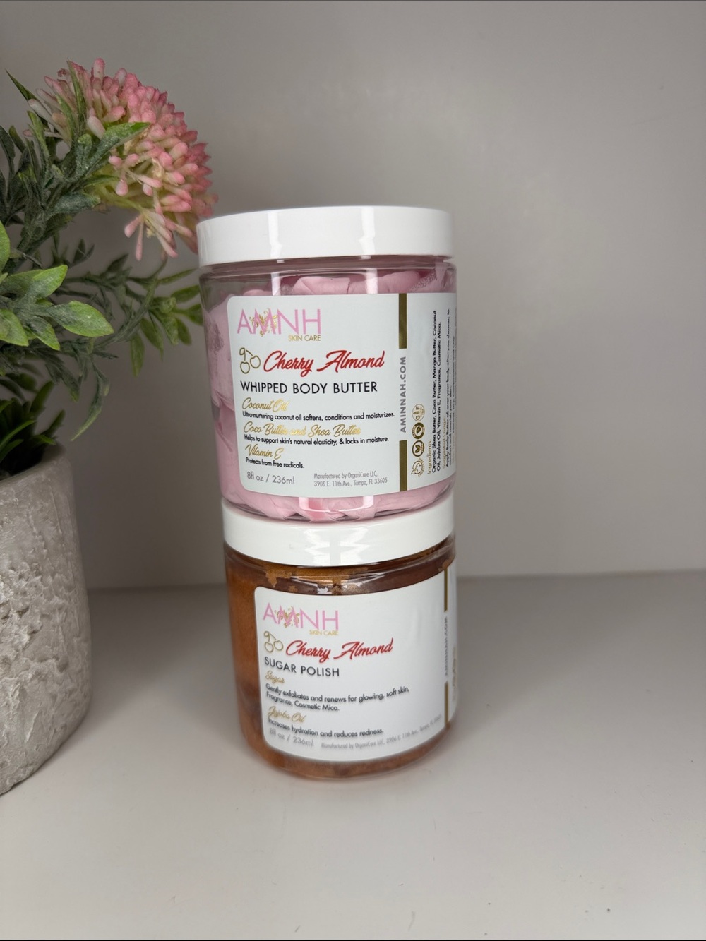 AMINNAH Cherry Almond Whipped Body Butter & Sugar Polish